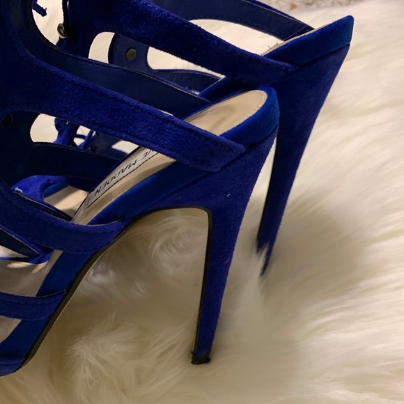 Steve Madden Megann Open Toe Suede Blue Sandals - Picture 9 of 11